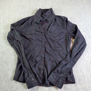 Lilu Shirt Womens Medium Black Long Sleeve Button Up